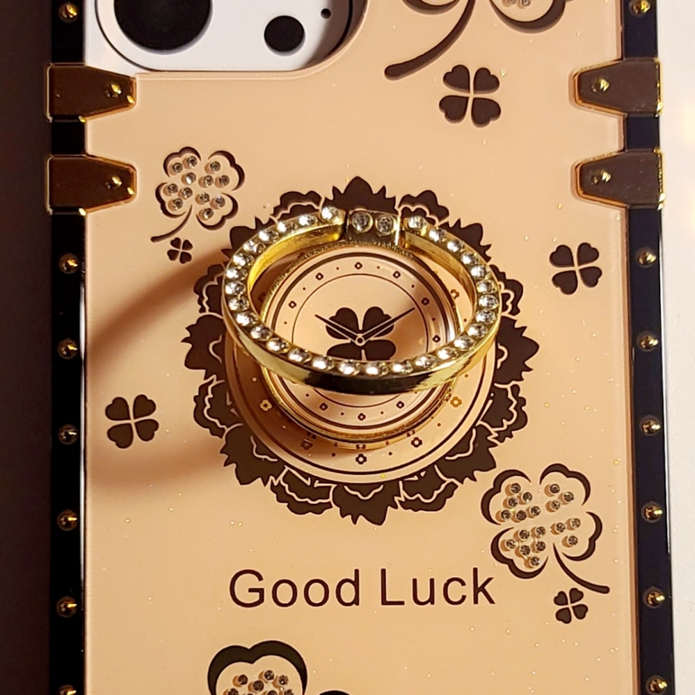Fashion Trunk Case with Ring for Iphone 13 Pro Max and iPhone 12 Pro, Rose Gold